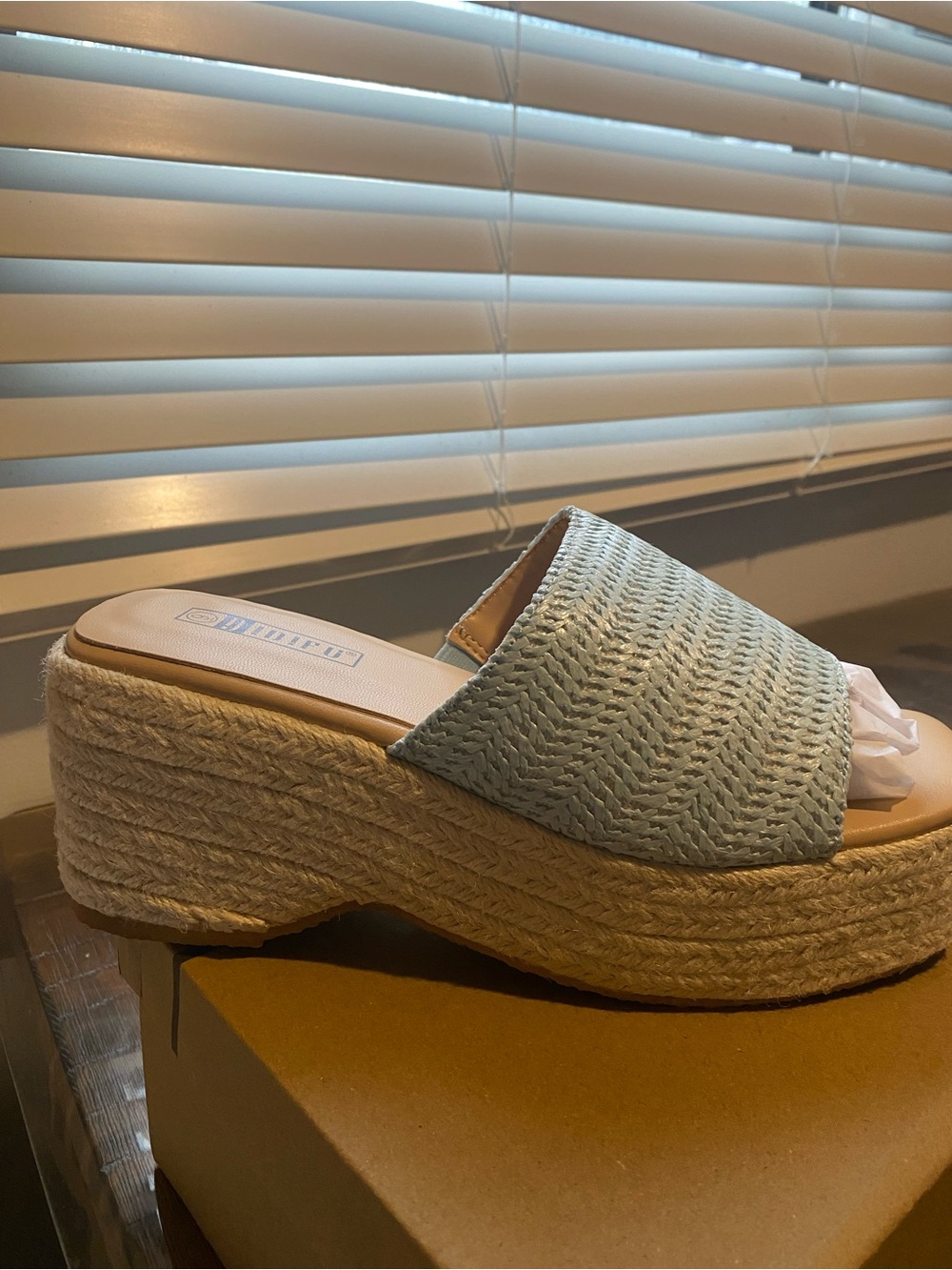 Wedge Espadrille Slide in Light Blue